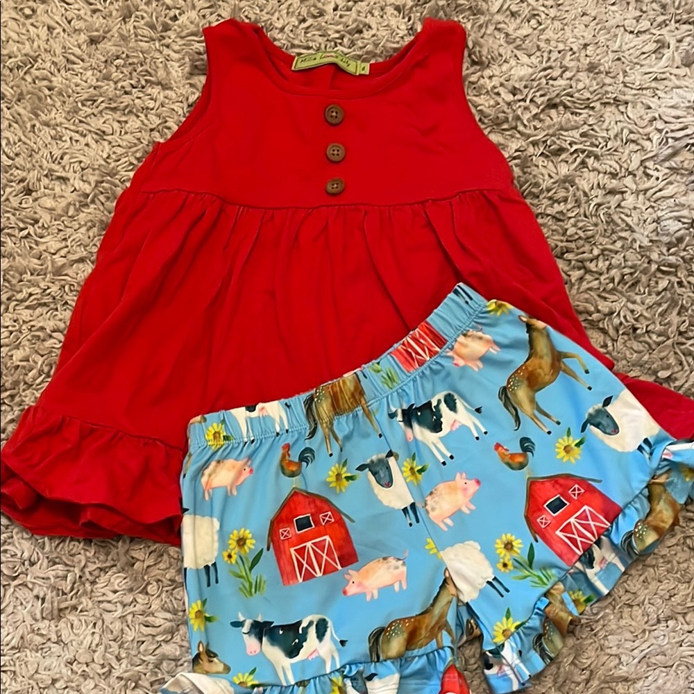 Millie Loves Lily Farm/Barnyard Shorts Outfit, Size 6